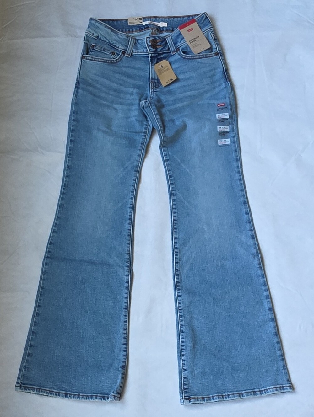 Levi's Superlow Flare Low Rise Light  Blue Denim Stretch Jeans Women's Size 25